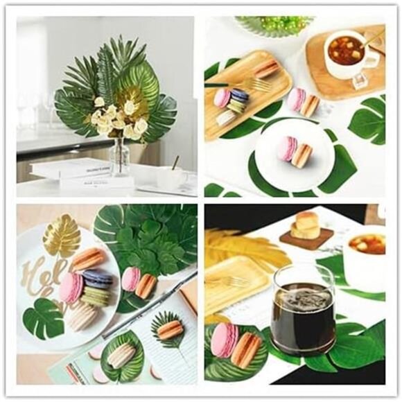 82 Pieces 8 Kinds Artificial Tropical Palm Leaves Tropical Leaves - Picture 5 of 7